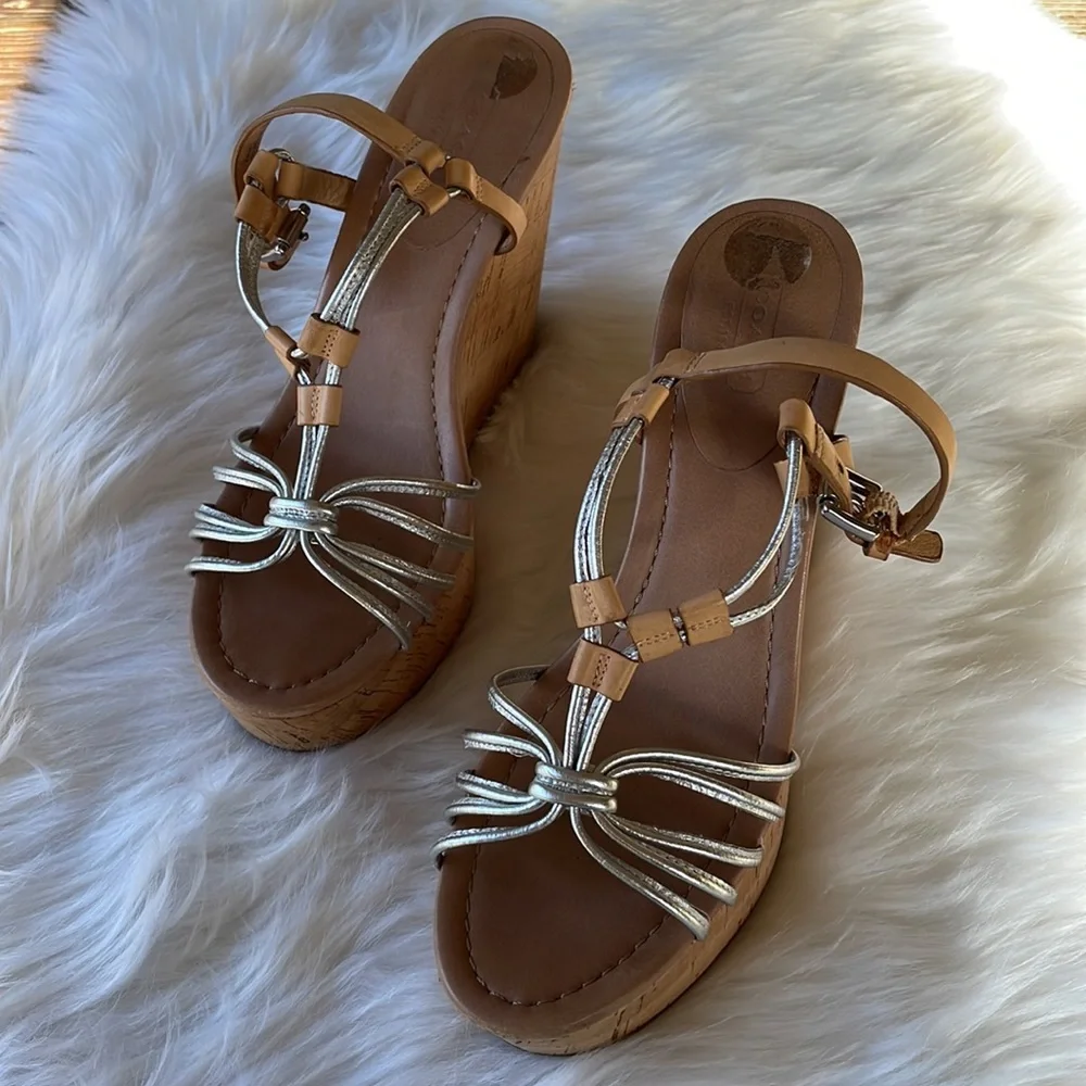 Coach Gorgiana cork wedge‎ sandal EUC size 9.5